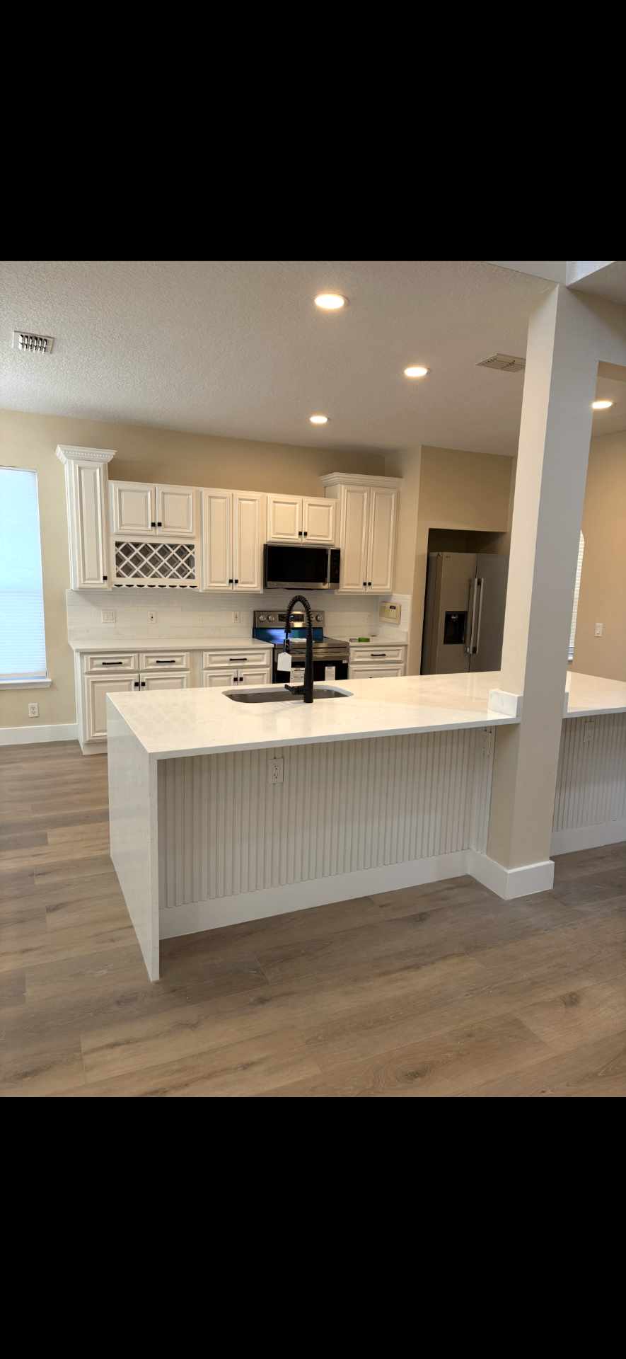 Kitchen remodel with waterfall island